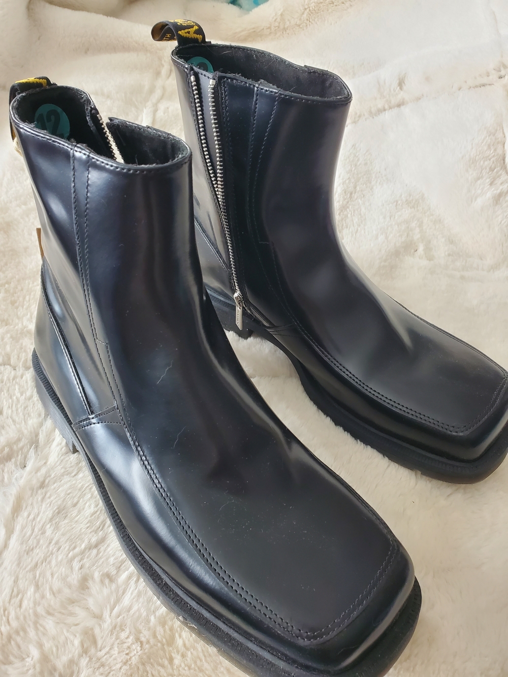 Dr. Martens Rare NWT Durrow Zip Black Leather Square-Toe Men's Boots Size 12
